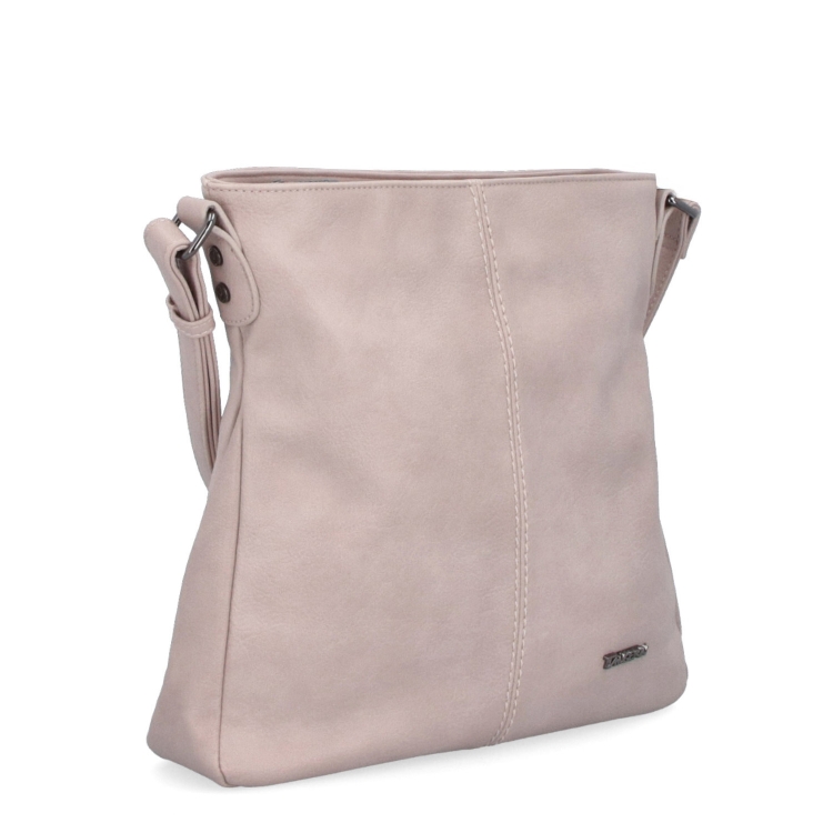 Crossbody kabelka s jednoduchým prošíváním Tangerin materiál syntetická kůže zapínání na zip barva růžová velikost střední 8003 LI