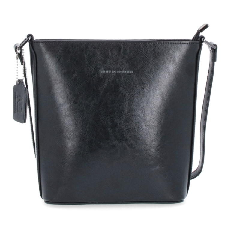 Malá elegantní kožená crossbody kabelka Noelia Bolger materiál kůže zapínání na zip barva černá velikost malá NB 0065 C Zepředu