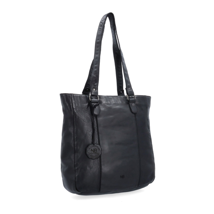 Prošívaná kožená shopper kabelka přes rameno Noelia Bolger materiál kůže zapínání na zip barva černá velikost střední NB 2062 C