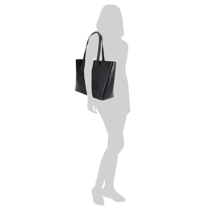 Shopper kabelka přes rameno Noelia Bolger materiál kůže zapínání na zip barva černá velikost velká NB 0047 C Na postavě
