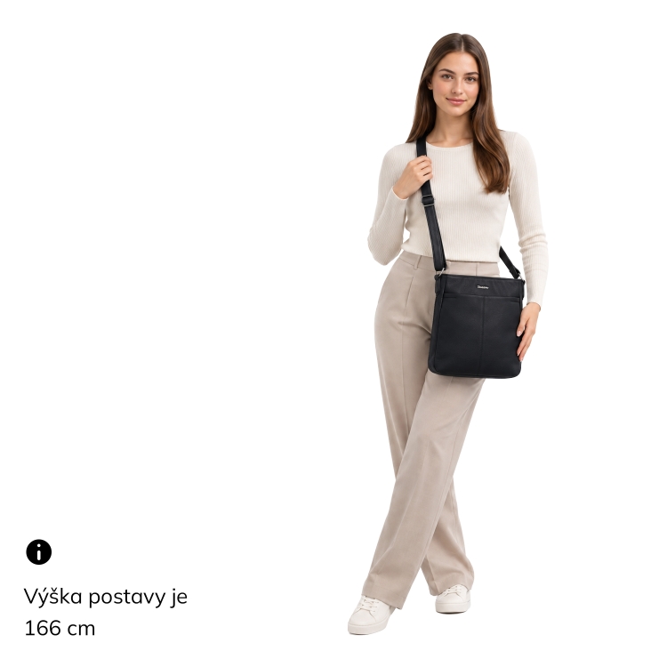 Crossbody kabelka s nastavitelným popruhem Tangerin materiál syntetická kůže zapínání na zip barva metalická velikost střední 8049 ZL Na postavě