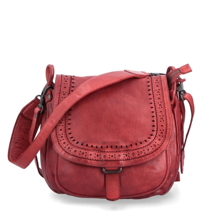 Kožená crossbody kabelka se zdobenou klopou Noelia Bolger materiál kůže zapínání s klopou barva červená velikost střední NB 2030 CV Zepředu