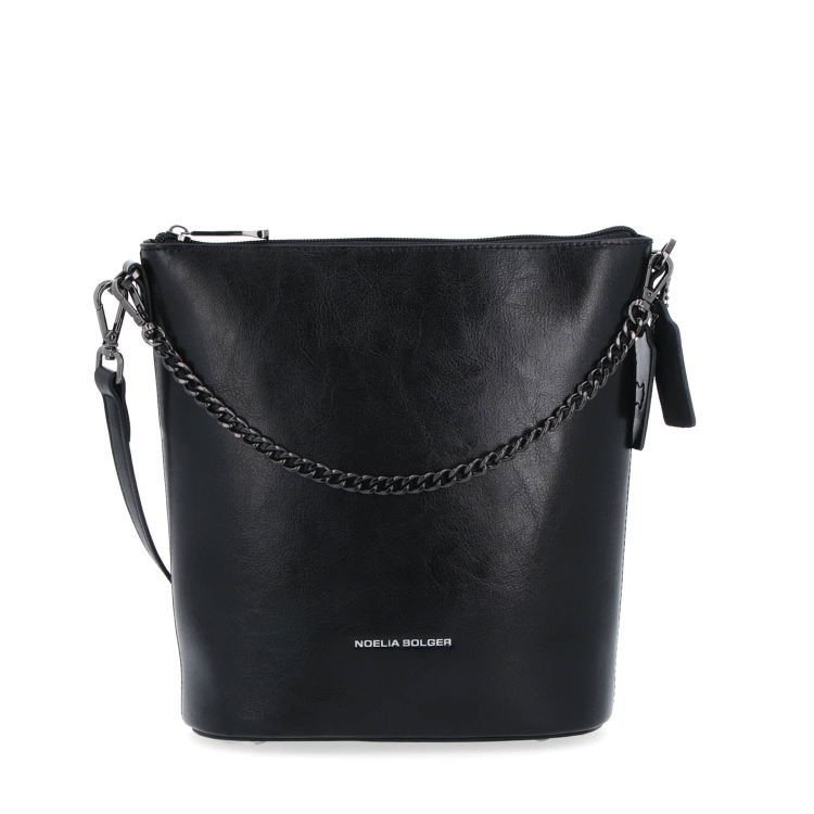 Elegantní kožená crossbody s řetízkem Noelia Bolger materiál kůže zapínání na zip barva černá velikost malá NB 0048 C Zepředu