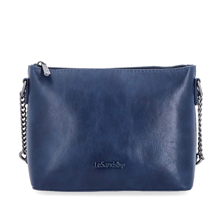 Společenská crossbody kabelka s řetízkem Le Sands materiál syntetická kůže zapínání na zip barva modrá velikost malá 7708 TM Zepředu