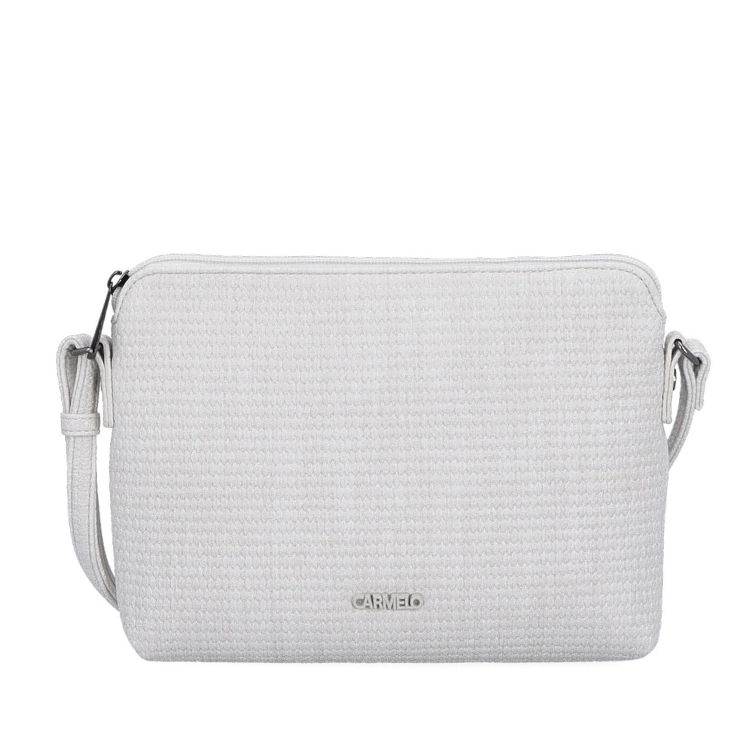 Malá crossbody kabelka s jemným elegantním vzorem Carmelo materiál syntetická kůže zapínání na zip barva béžová velikost malá 4337 K Zepředu