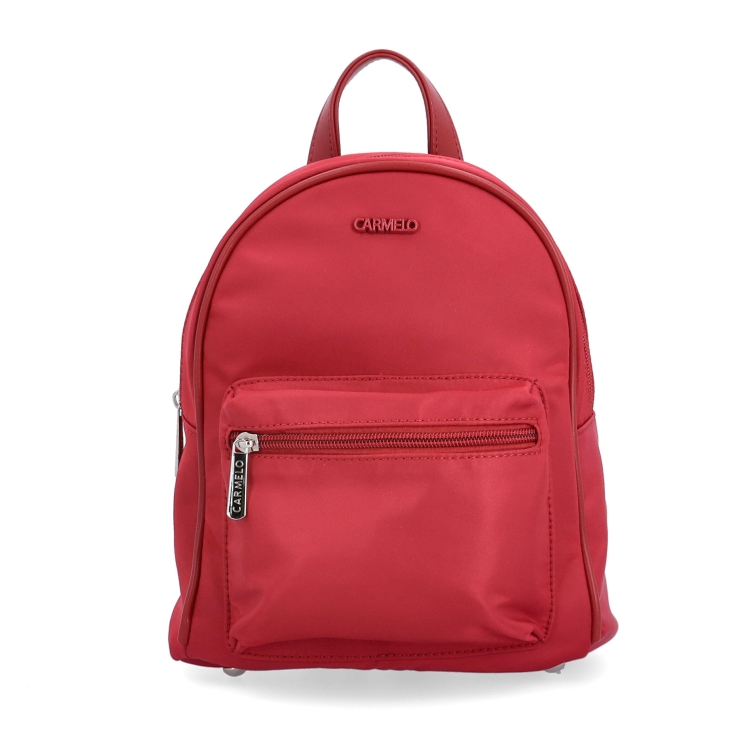 Malý nylonový batůžek pro ženy Carmelo materiál nylon zapínání na zip barva červená velikost malá 6604 CV Zepředu