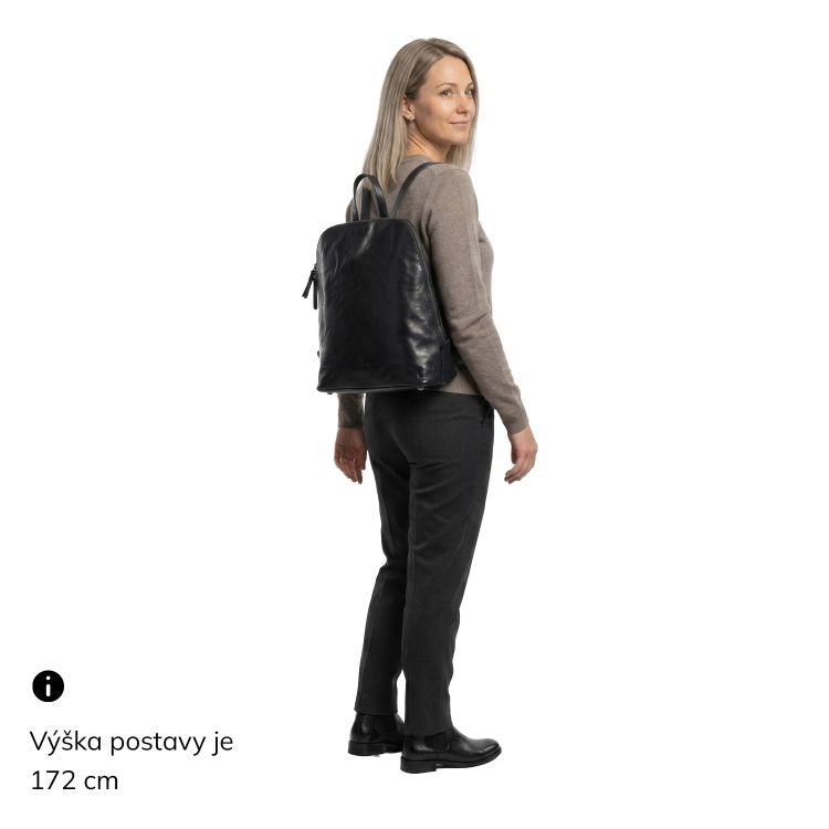 Kožený dámský batoh pro každý den Noelia Bolger materiál kůže zapínání na zip barva černá velikost střední NB 3104 C Na postavě