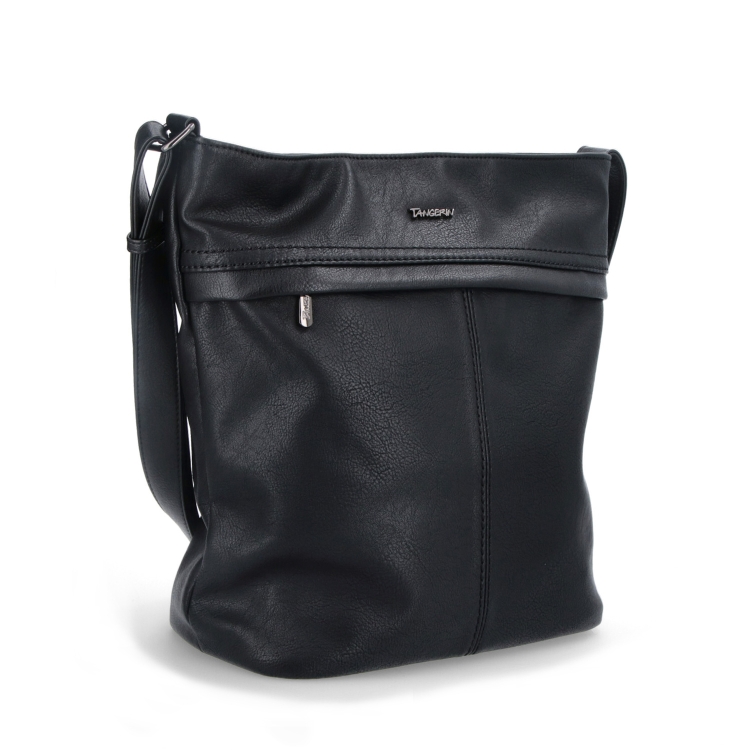 Velká crossbody kabelka z měkké syntetické kůže Tangerin materiál syntetická kůže zapínání na zip barva černá velikost velká 8001 C