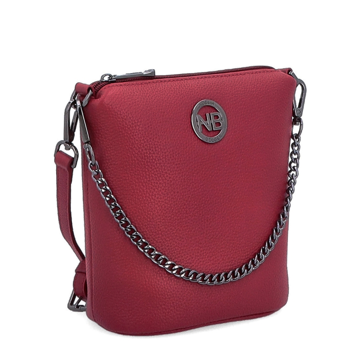 Malá kožená crossbody kabelka s výrazným řetízkem Noelia Bolger materiál kůže zapínání na zip barva červená velikost malá NB 3016 CV