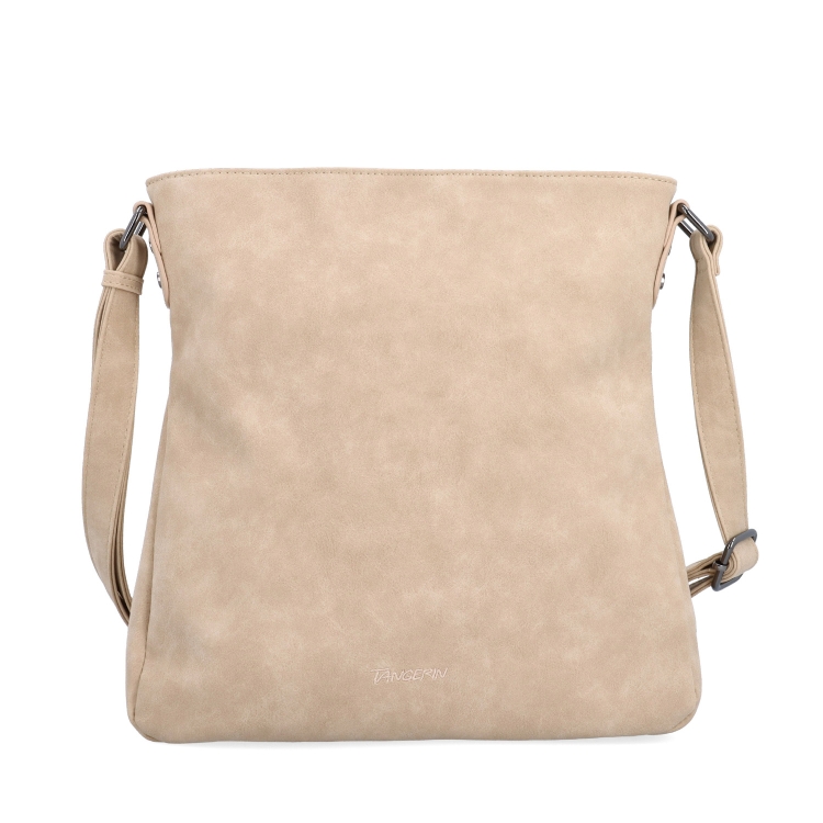 Stylová crossbody kabelka s čistým designem Tangerin materiál syntetická kůže zapínání na zip barva béžová velikost střední 1101 BE Zepředu