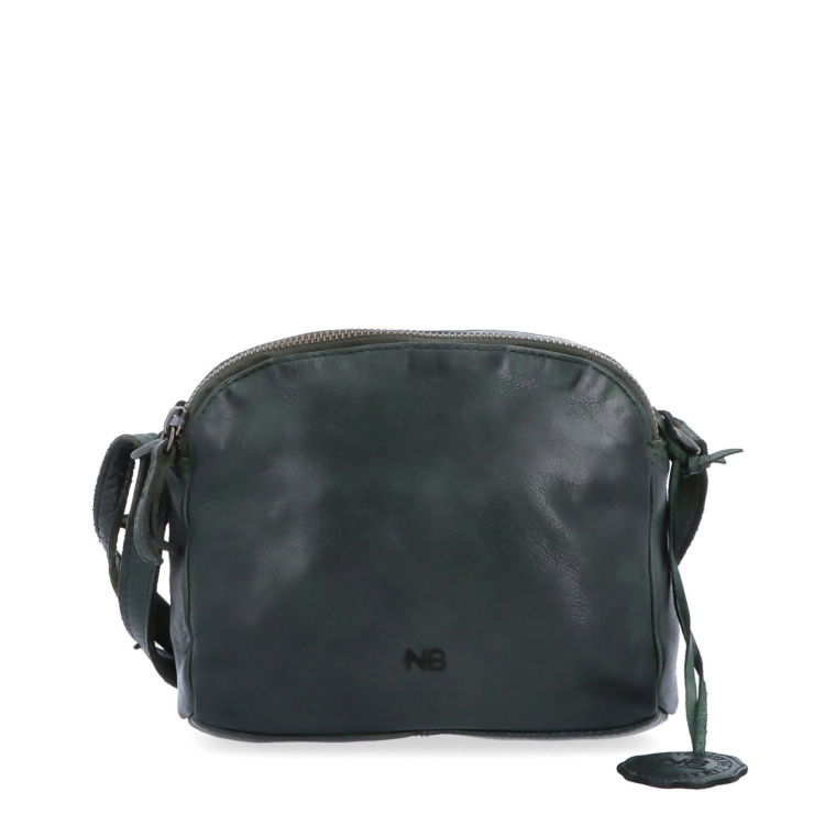 Kvalitní kožená crossbody kabelka Noelia Bolger materiál kůže zapínání na zip barva zelená velikost malá NB 2408 ZE Zepředu