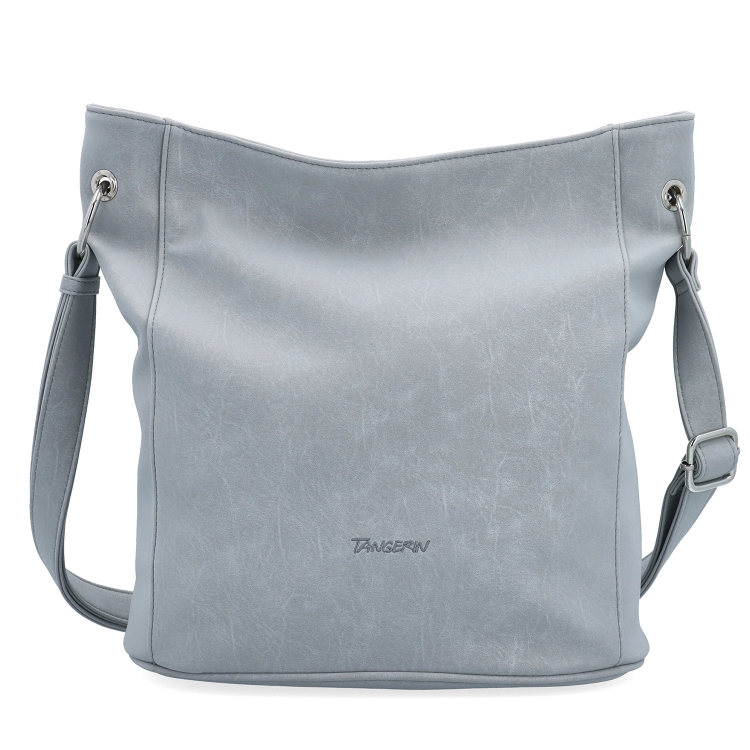 Městská crossbody kabelka s hebkým povrchem a děleným vnitřkem Tangerin materiál syntetická kůže zapínání na zip barva šedá velikost střední 7015 SS Zepředu