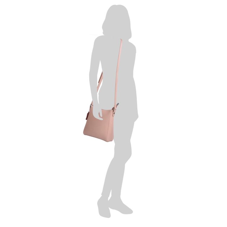 Kožená crossbody kabelka Noelia Bolger materiál kůže zapínání na zip barva nude velikost malá NB 0074 N Na postavě