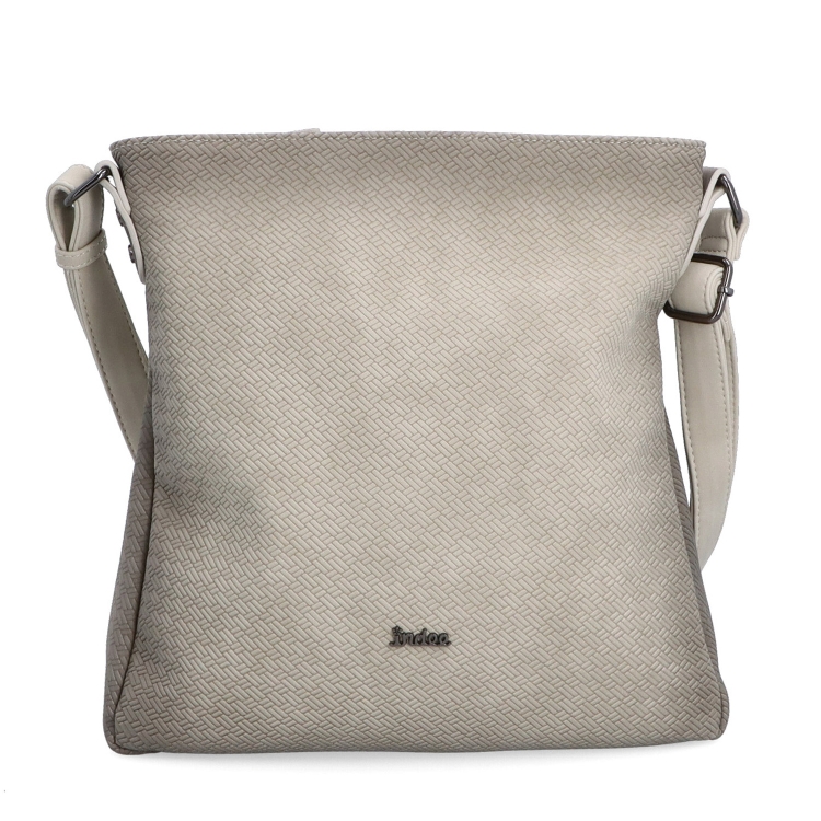 Střední jednoduchá crossbody kabelka Indee materiál syntetická kůže zapínání na zip barva béžová velikost střední 6317 K Zepředu