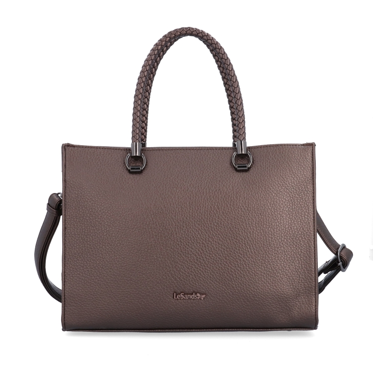 Dámská kabelka s odnímatelným crossbody popruhem Le Sands materiál syntetická kůže zapínání na zip barva metalická velikost střední 4648 BR Zepředu