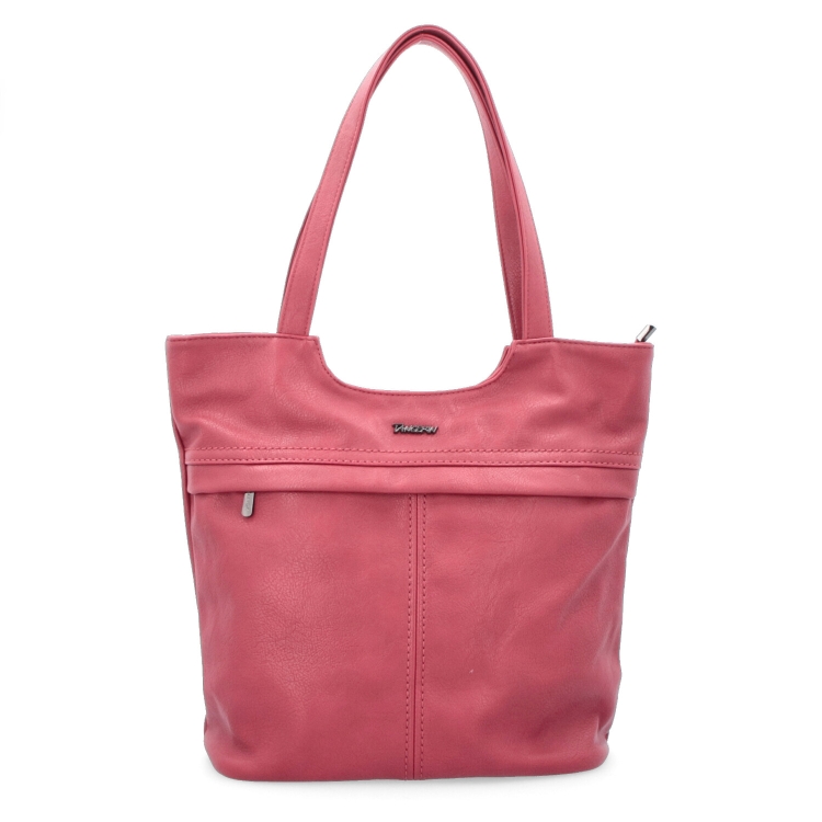 Velká shopper kabelka z měkčí syntetické kůže Tangerin materiál syntetická kůže zapínání na zip barva červená velikost velká 8010 CV Zepředu