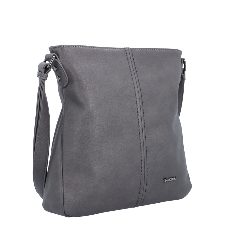 Crossbody kabelka s jednoduchým prošíváním Tangerin materiál syntetická kůže zapínání na zip barva šedá velikost střední 8003 TS