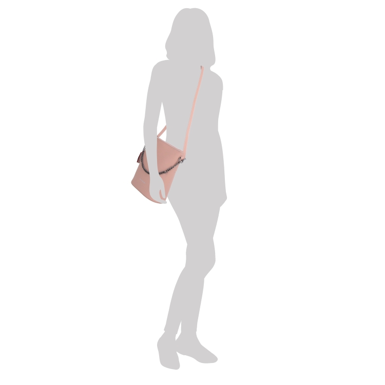 Elegantní kabelka Noelia Bolger materiál kůže zapínání na zip barva nude velikost malá NB 0041 N Na postavě