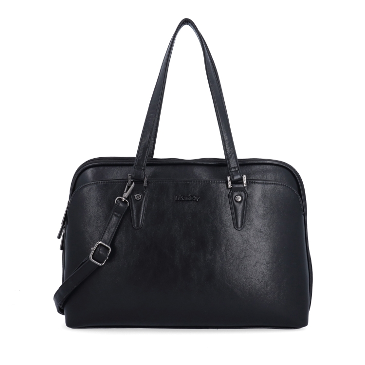 Dámská taška na notebook s crossbody popruhem Le Sands materiál syntetická kůže zapínání na zip barva černá velikost velká 7728 C Zepředu