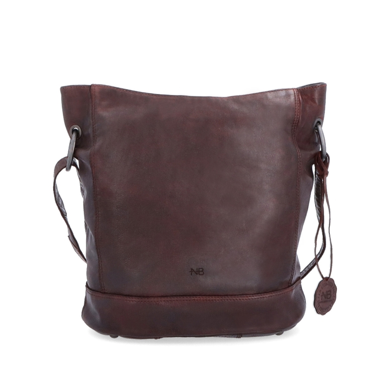 Kožená crossbody kabelka s designovým prošitím Noelia Bolger materiál kůže zapínání na zip barva vínová velikost střední NB 2089 BO Zepředu