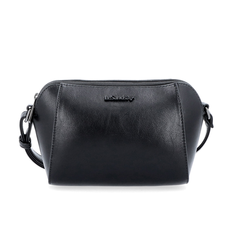 Menší crossbody kabelka se dvěma kapsami LeSands materiál syntetická kůže zapínání na zip barva černá velikost malá 7716 C Zepředu