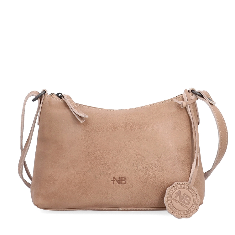 Praktická kožená crossbody na každý den Noelia Bolger materiál kůže zapínání na zip barva béžová velikost malá NB 2406 BE Zepředu
