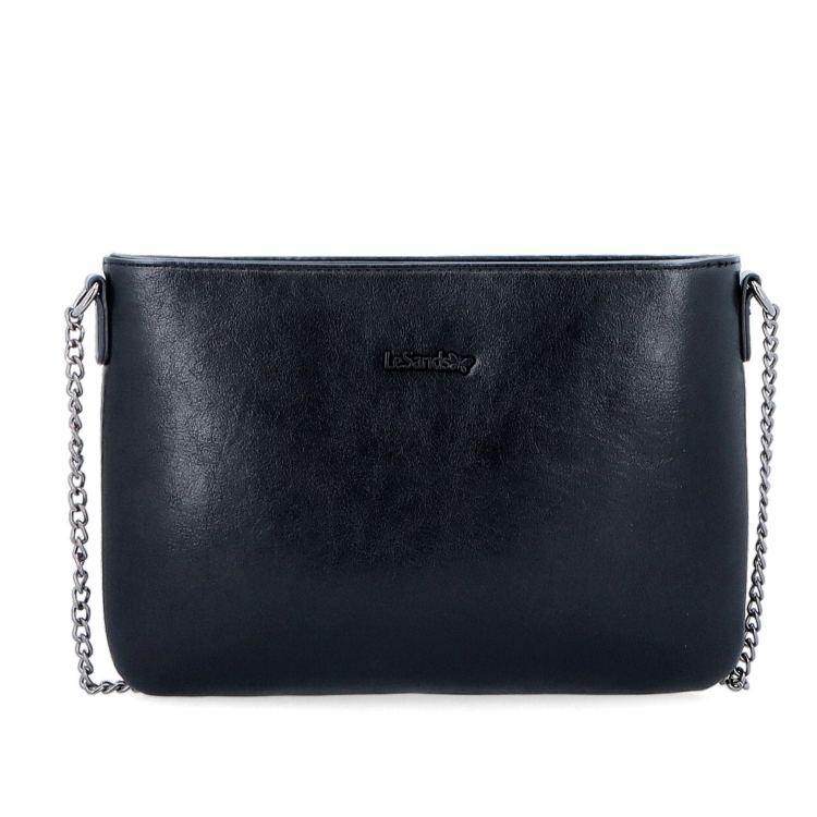 Elegantní crossbody kabelka s řetízkem LeSands materiál syntetická kůže zapínání na zip barva černá velikost malá 7707 C Zepředu