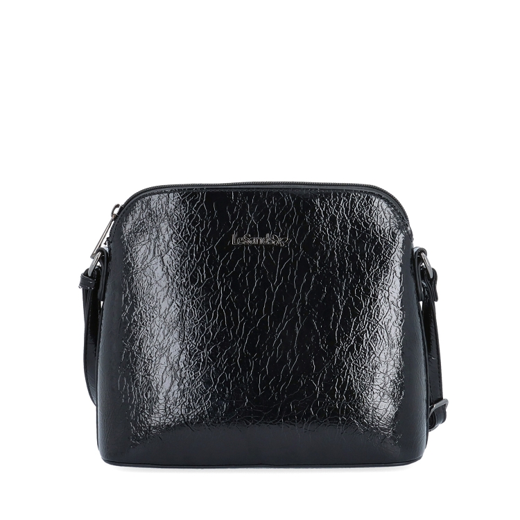 Designová crossbody vintage kabelka se strukturovaným vzorem Le Sands materiál syntetická kůže zapínání na zip barva černá velikost malá 4371 C Zepředu