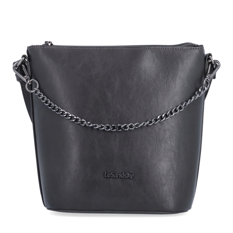 Elegantní crossbody kabelka s řetízkem Le Sands materiál syntetická kůže zapínání na zip barva šedá velikost malá 7722 TS Zepředu