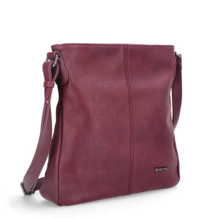 Crossbody kabelka s jednoduchým prošíváním Tangerin materiál syntetická kůže zapínání na zip barva vínová velikost střední 8003 BO