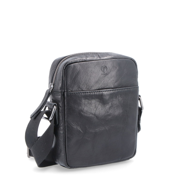 Malá kožená unisex taška Poyem materiál kůže zapínání na zip barva černá velikost malá 2213 Poyem C