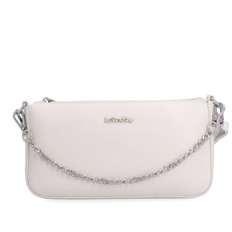 Malá crossbody kabelka s ozdobným řetízkem Le Sands materiál syntetická kůže zapínání na zip barva béžová velikost malá 7714 BE Zepředu