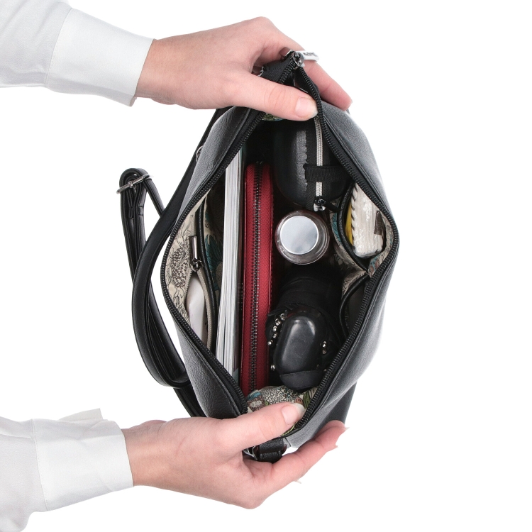 Elegantní crossbody kabelka Tangerin materiál syntetická kůže zapínání na zip barva hnědá velikost malá 8029 TH Vnitřek