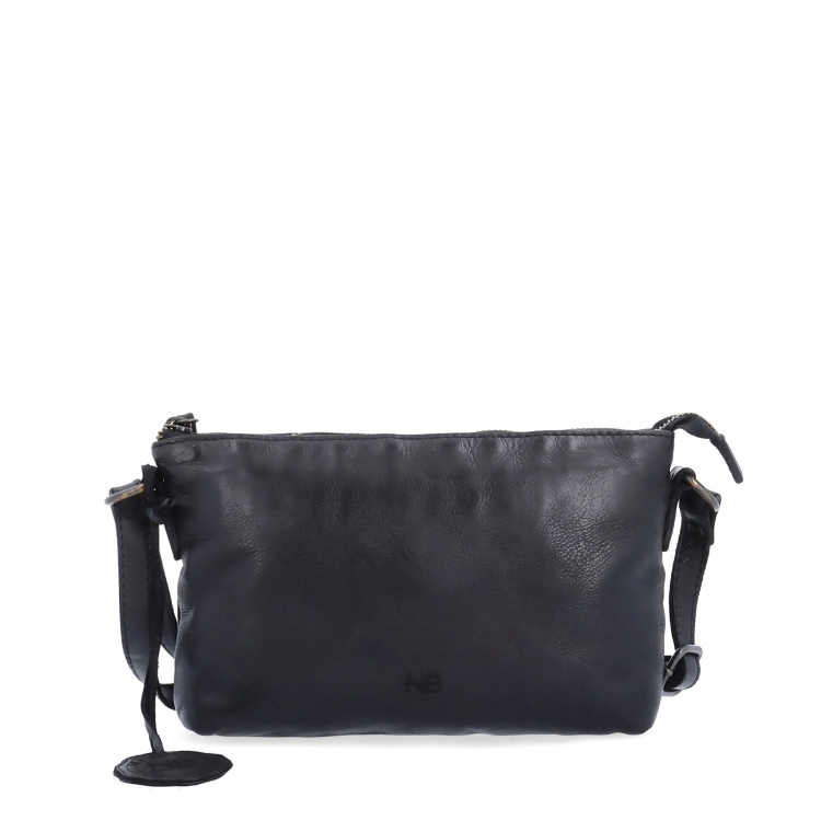 Kožená crossbody s čistými liniemi Noelia Bolger materiál kůže zapínání na zip barva černá velikost malá NB 2414 C Zepředu