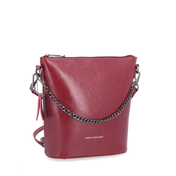 Elegantní kožená crossbody s řetízkem Noelia Bolger materiál kůže zapínání na zip barva červená velikost malá NB 0048 TCV
