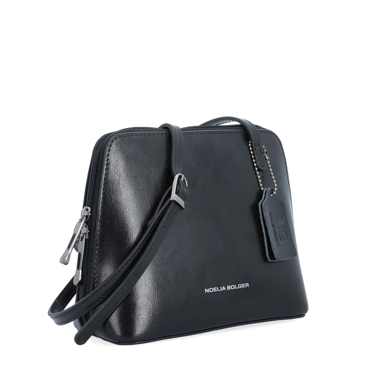 Kožená crossbody kabelka s promyšleným členěním Noelia Bolger materiál kůže zapínání na zip barva černá velikost malá NB 0115 C