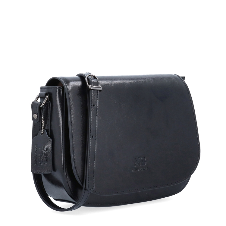 Elegantní kožená crossbody kabelka s klopou Noelia Bolger materiál kůže zapínání s klopou barva černá velikost malá NB 0117 C
