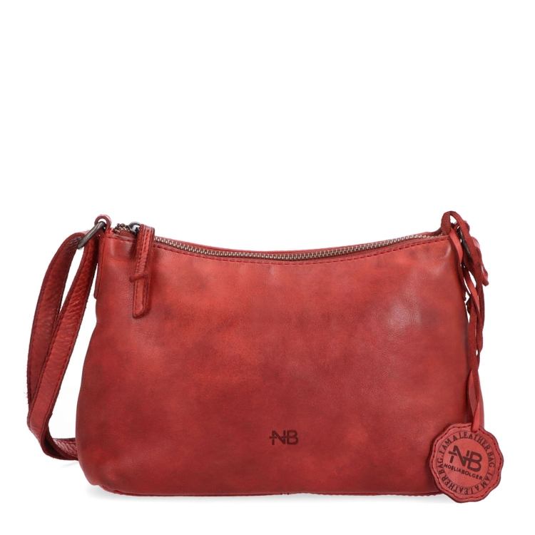 Praktická kožená crossbody na každý den Noelia Bolger materiál kůže zapínání na zip barva červená velikost malá NB 2406 CV Zepředu
