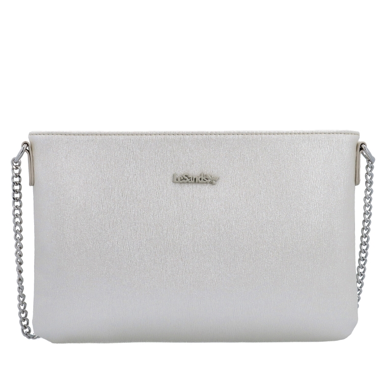Elegantní crossbody kabelka s jemným leskem Le Sands materiál syntetická kůže zapínání na zip barva béžová velikost malá 4608 PRL Zepředu