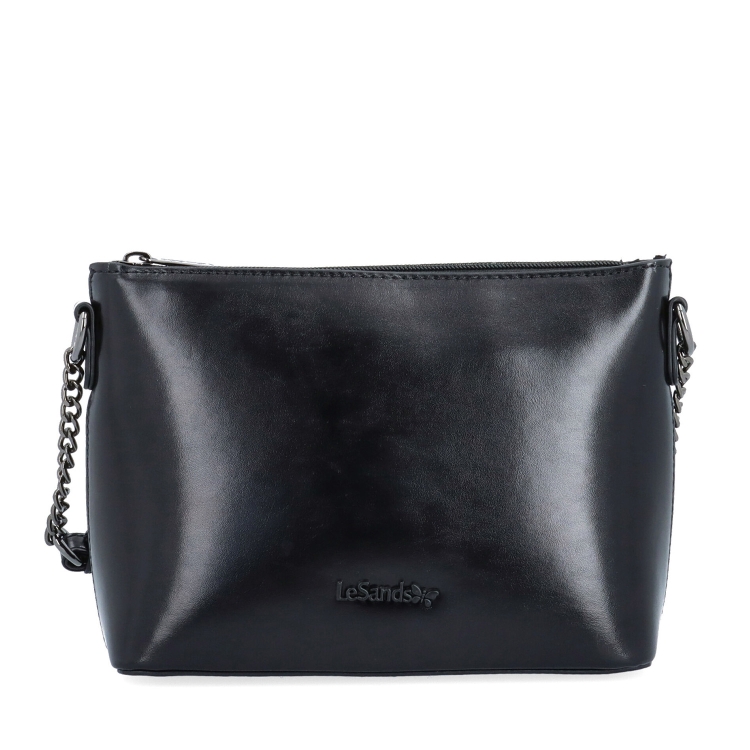 Elegantní crossbody kabelka s řetízkem Le Sands materiál syntetická kůže zapínání na zip barva černá velikost malá 4379 C Zepředu