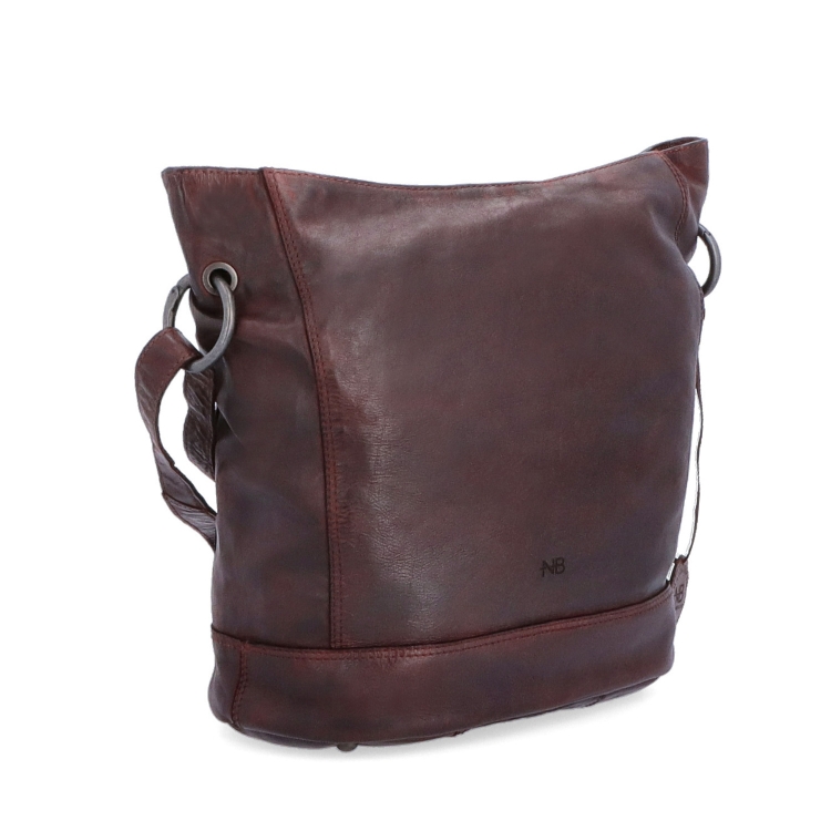 Kožená crossbody kabelka s designovým prošitím Noelia Bolger materiál kůže zapínání na zip barva vínová velikost střední NB 2089 BO