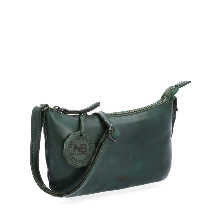 Malá elegantní kožená crossbody kabelka Noelia Bolger materiál kůže zapínání na zip barva zelená velikost malá NB 2420 ZE