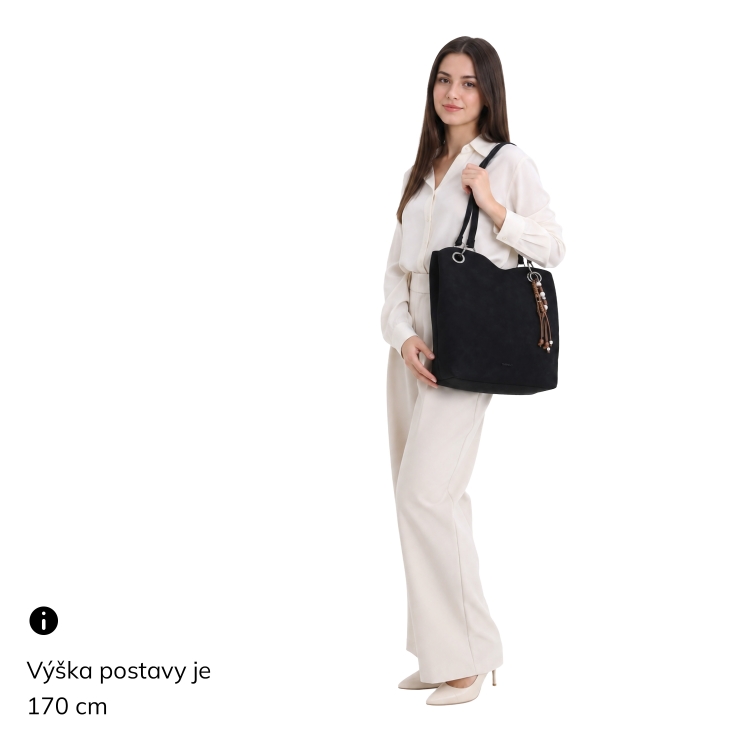 Stylová kabelka přes rameno s odnímatelným přívěskem Carmelo materiál syntetická kůže zapínání na zip barva hnědá velikost velká 4664 TH Na postavě