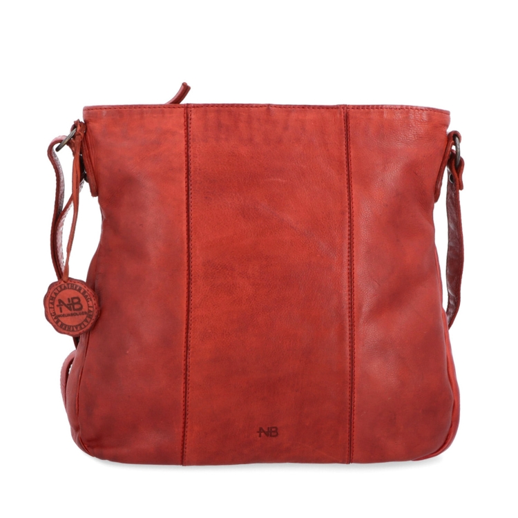 Kožená crossbody kabelka s prošíváním Noelia Bolger materiál kůže zapínání na zip barva červená velikost střední NB 2002 CV Zepředu