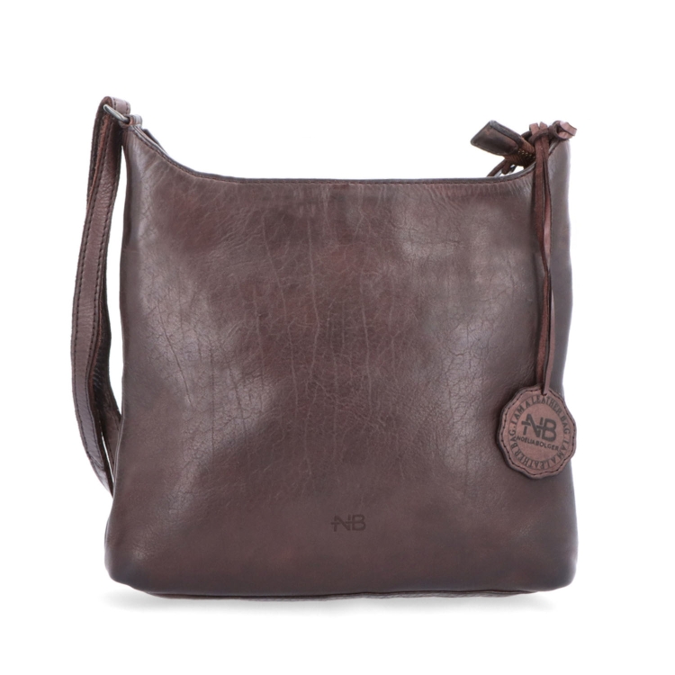 Kožená crossbody kabelka pro každý den Noelia Bolger materiál kůže zapínání na zip barva hnědá velikost malá NB 2404 H Zepředu