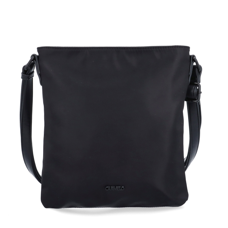 Stylová dámská crossbody kabelka z nylonu Carmelo materiál nylon zapínání na zip barva černá velikost malá 6606 C Zepředu