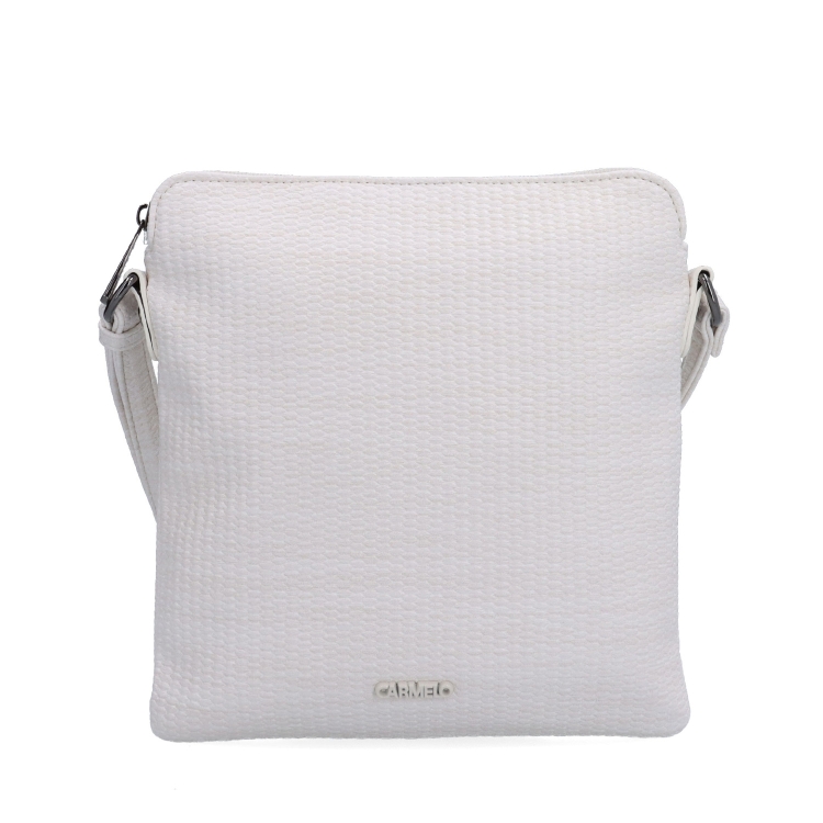 Minimalistická crossbody kabelka s jemným vzorem Carmelo materiál syntetická kůže zapínání na zip barva béžová velikost malá 4397 K Zepředu
