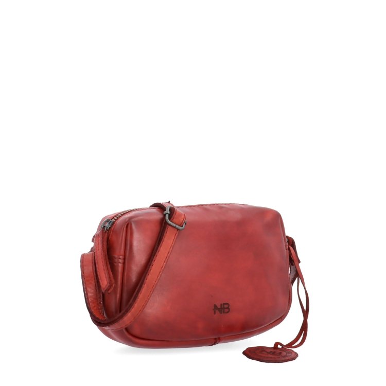 Minimalistická kožená crossbody kabelka Noelia Bolger materiál kůže zapínání na zip barva červená velikost malá NB 2417 CV