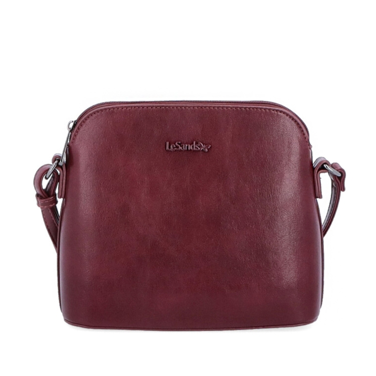 Malá minimalistická crossbody kabelka LeSands materiál syntetická kůže zapínání na zip barva vínová velikost malá 7712 BO Zepředu