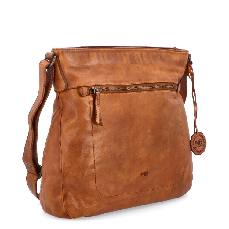Vintage kožená crossbody kabelka Noelia Bolger materiál kůže zapínání na zip barva koňaková velikost střední NB 2004 KO